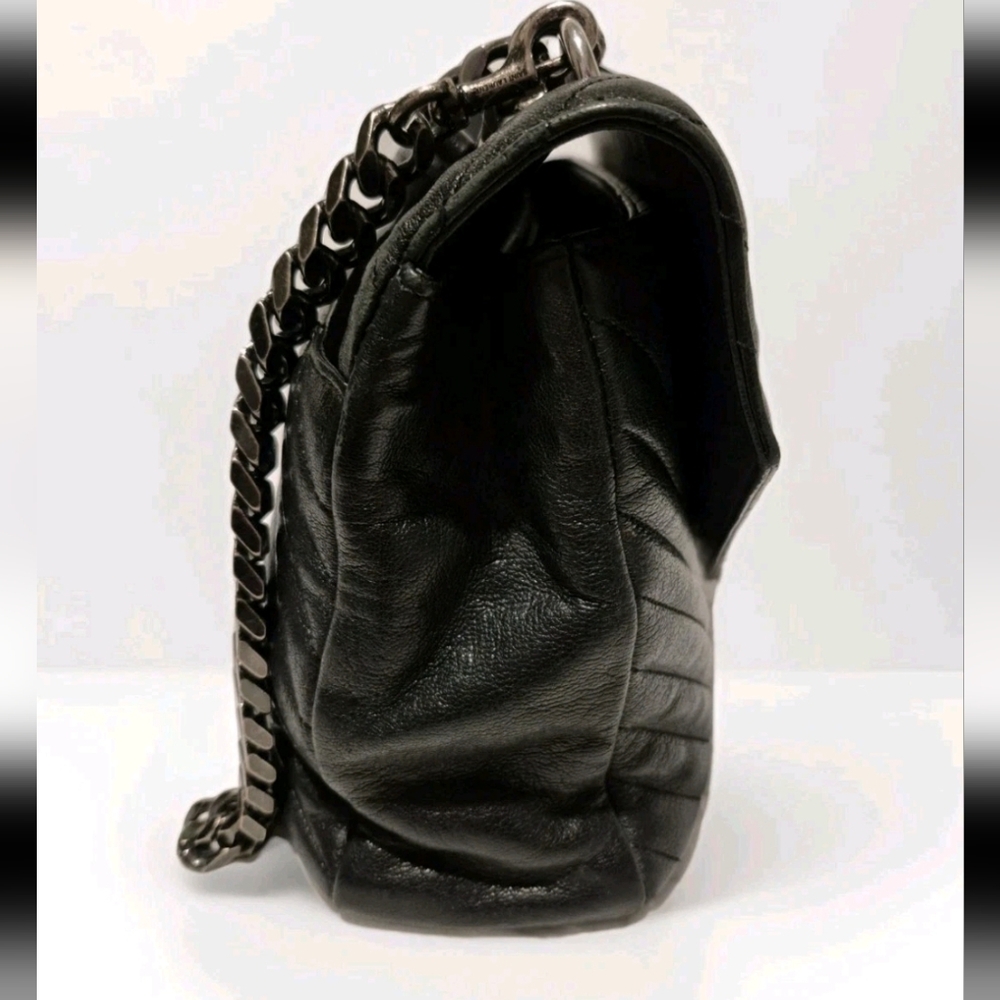 Yves Saint Laurent Black College Chevron Shoulder Bag - Picture 7 of 11